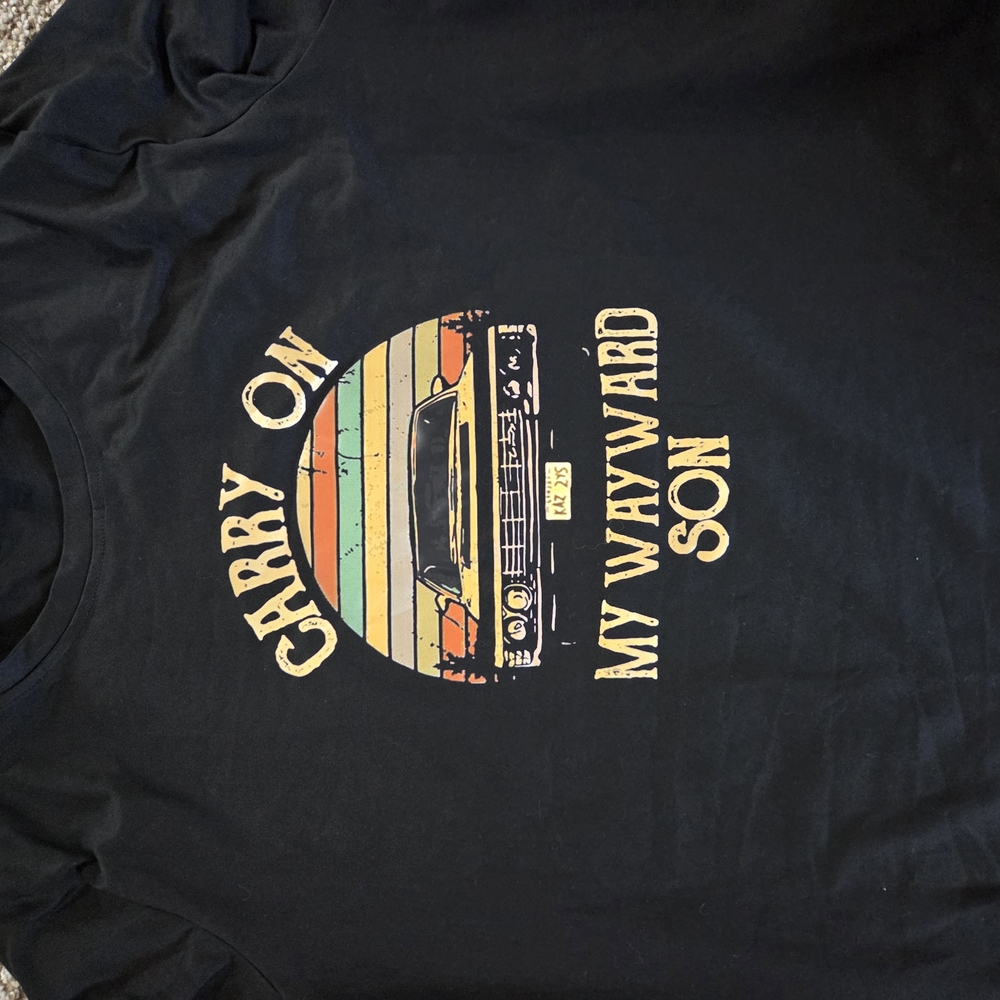 Black Graphic Tee with Retro Design